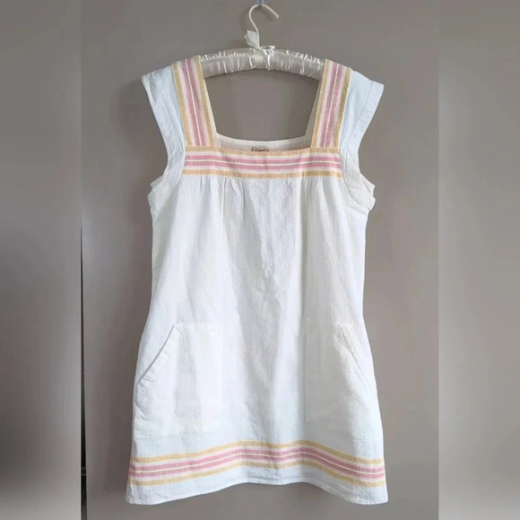 NWT Faherty Apres Soleil Stripe Hailee Dress sz M	 Organic Cotton Boho White - Picture 4 of 13